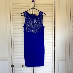 ROYAL BLUE SPANDEX STUDDED DRESS